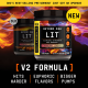 Beyond Raw Lit V2 Pre-workout With Strawberry Lemonade Flavor, Pre-workout Cu Aroma De Limonada De Capsuni, 492 G GNC