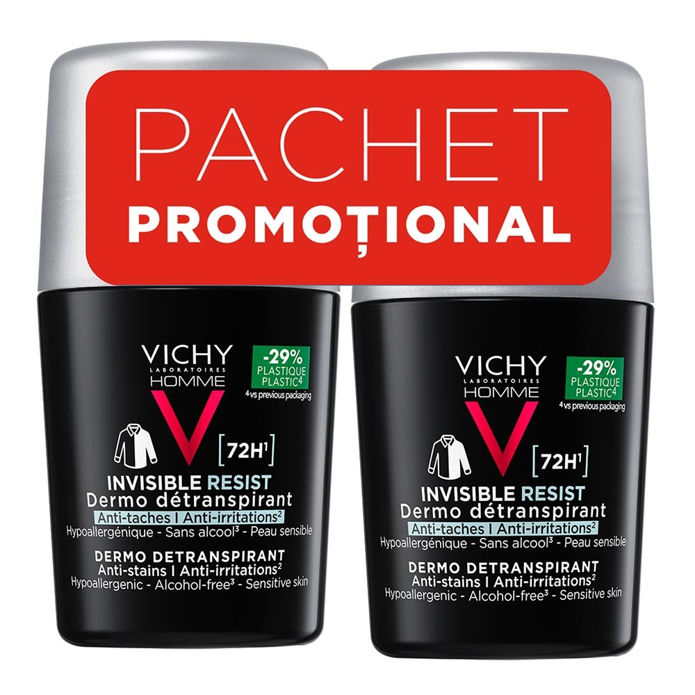 Vichy Deo Bipack Invisible Resist  72h 50ml Pachet Promo Pentru Barbati