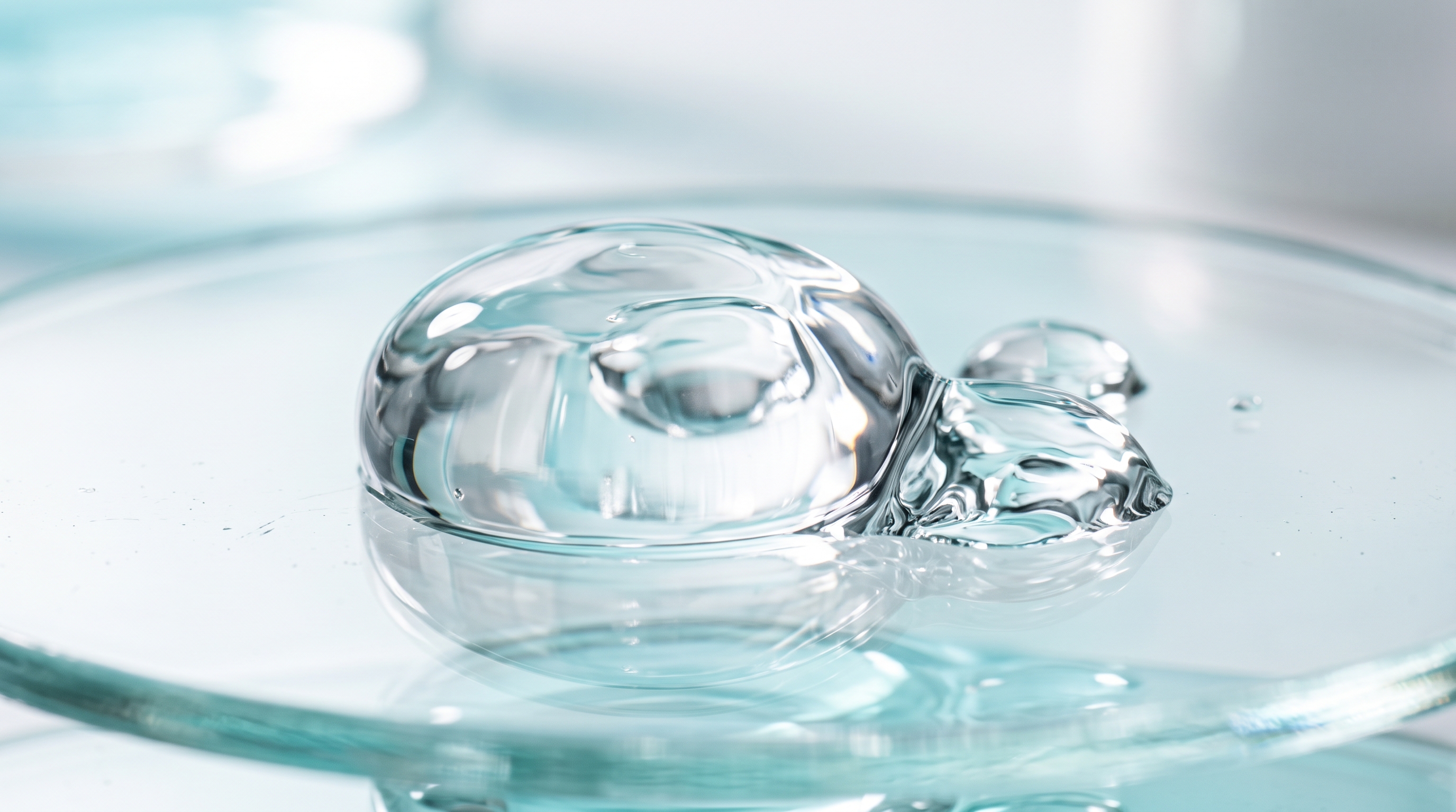 Textura de ser hidratant cu acid hialuronic si picaturi fine de apa